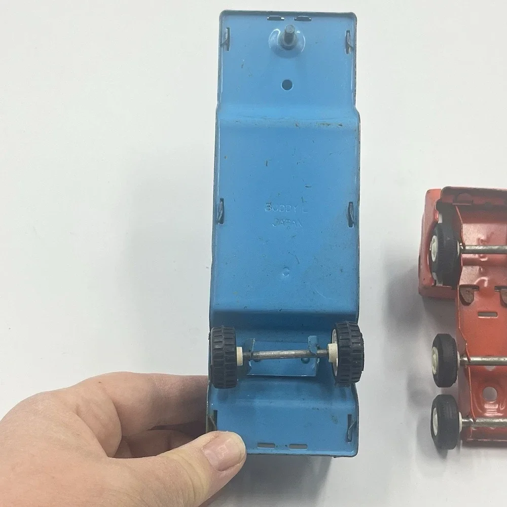 Vintage Buddy L‎ Blue Car Carrier Truck 10 1/2
